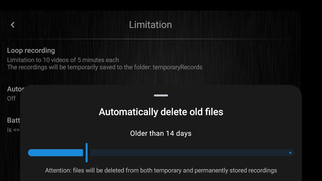 Automatic deletion of old files feature