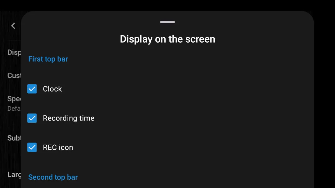 Optional graphics on the screen feature